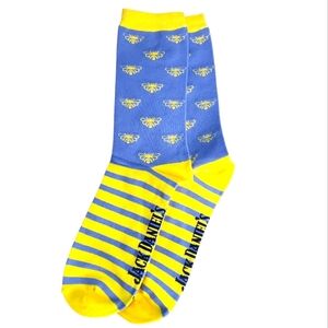Jack Daniels Tennessee Honey Blue and Yellow Socks with Bees. NWOT
